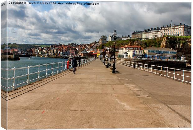 Whitby Harbour Walkway Canvas Print by Trevor Kersley RIP