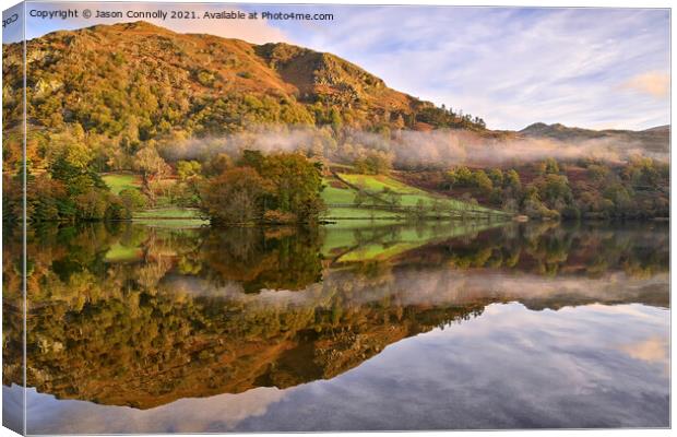 Rydal Water Reflections. Canvas Print by Jason Connolly