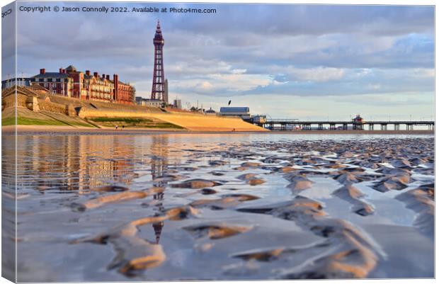 Blackpool Beach Reflections. Canvas Print by Jason Connolly