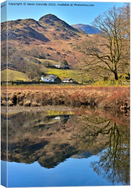 Little Langdale Reflections. Canvas Print by Jason Connolly