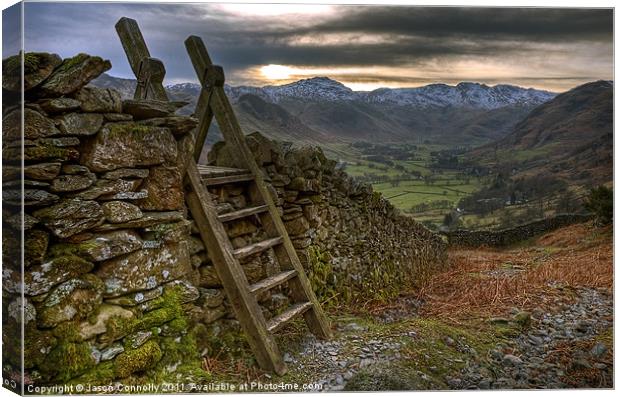 Stile In The Langdale Valley Canvas Print by Jason Connolly