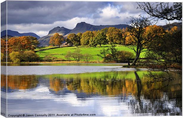 Reflections At Loughrigg Tarn Canvas Print by Jason Connolly
