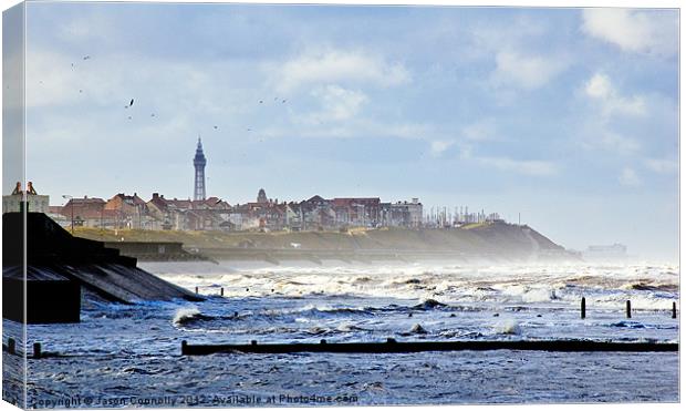 The Windy Coast, Blackpool Canvas Print by Jason Connolly
