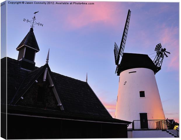 Lytham Lifeboat House And Windmill Canvas Print by Jason Connolly