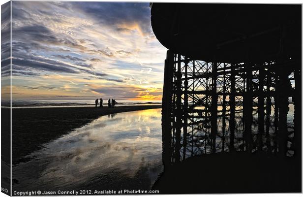 Silhouettes At The Pier Canvas Print by Jason Connolly