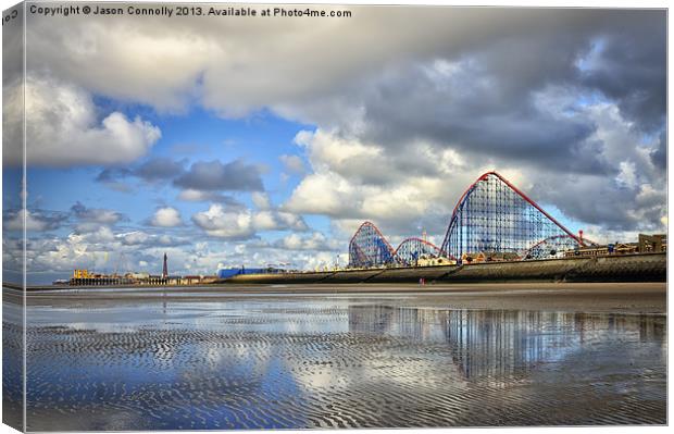 Big One Reflections At Blackpool Canvas Print by Jason Connolly