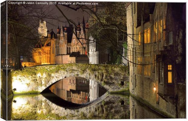  Bruges At Night Canvas Print by Jason Connolly