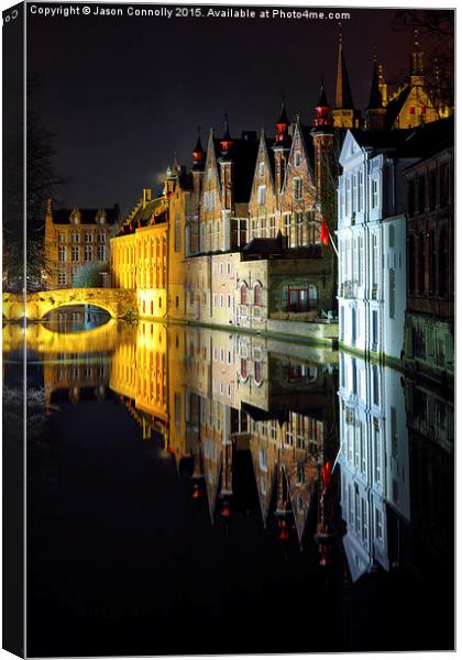  Bruges By Night Canvas Print by Jason Connolly