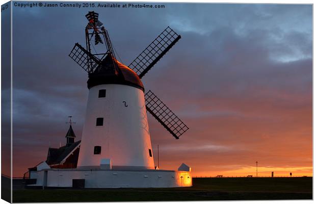  Lytham Windmill Sunset Canvas Print by Jason Connolly