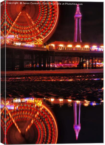 Blackpool Tower And The wheel Canvas Print by Jason Connolly