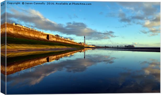 Blackpool Reflections Canvas Print by Jason Connolly