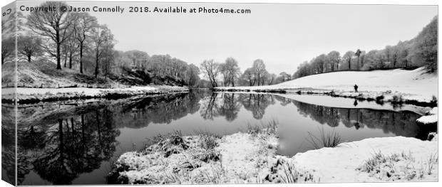 The River Brathay In Winter Canvas Print by Jason Connolly