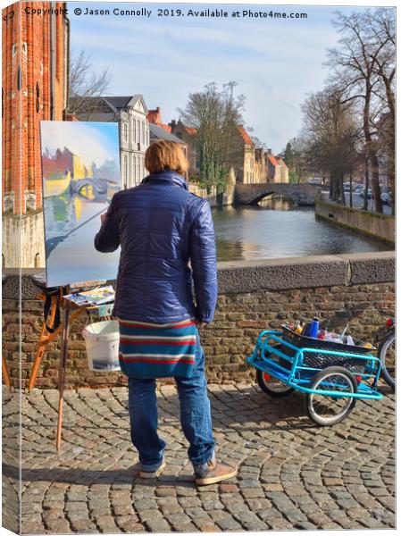 A Painter In Bruges Canvas Print by Jason Connolly