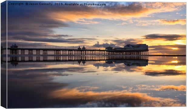 Blackpool Sunset Reflections Canvas Print by Jason Connolly