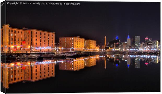 Liverpool City Night Reflections. Canvas Print by Jason Connolly