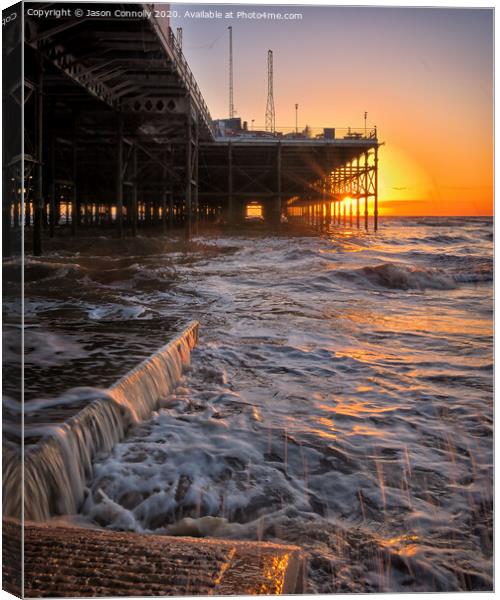 South Pier Sunset, Blackpool. Canvas Print by Jason Connolly
