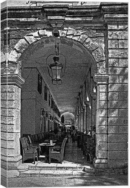 Under the Colonnade - B&W Canvas Print by Tom Gomez