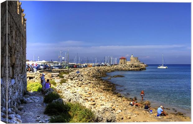 Mandraki Breakwater Canvas Print by Tom Gomez