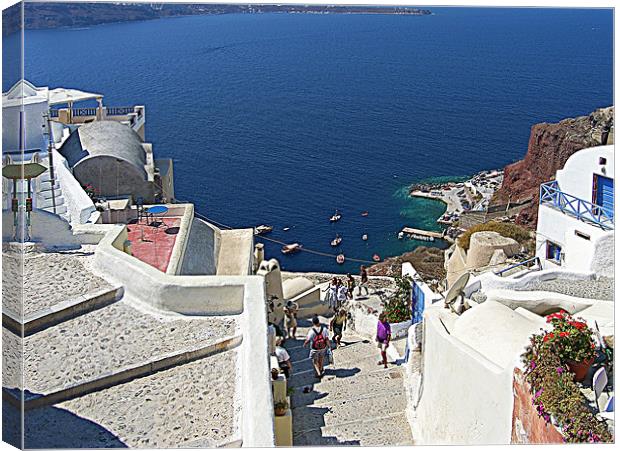 Santorini Caldera from Fira III Canvas Print by Tom Gomez