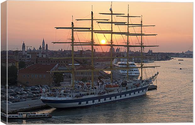 Sunrise through the Rigging Canvas Print by Tom Gomez