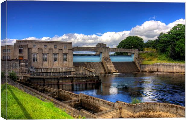 Pitlochry Dam and Fish Ladder Canvas Print by Tom Gomez
