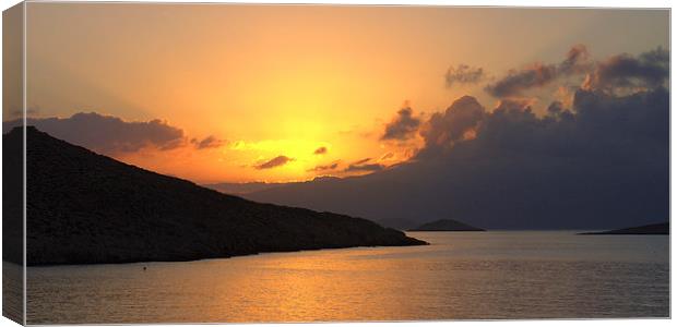 Sunrise on Halki Canvas Print by Tom Gomez