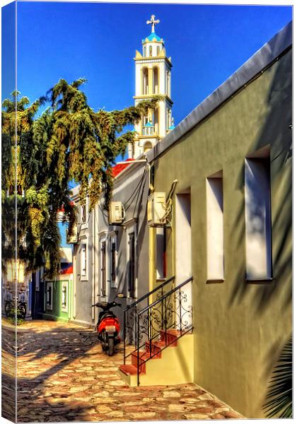 Bell Tower and Alley Canvas Print by Tom Gomez
