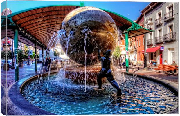 Fountain at the Bus Station Canvas Print by Tom Gomez