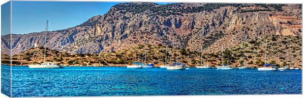 Yachts at Panormitis Canvas Print by Tom Gomez