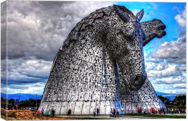 Kelpies at the Helix Canvas Print by Tom Gomez