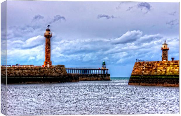 Whitby Lighthouses Canvas Print by Tom Gomez