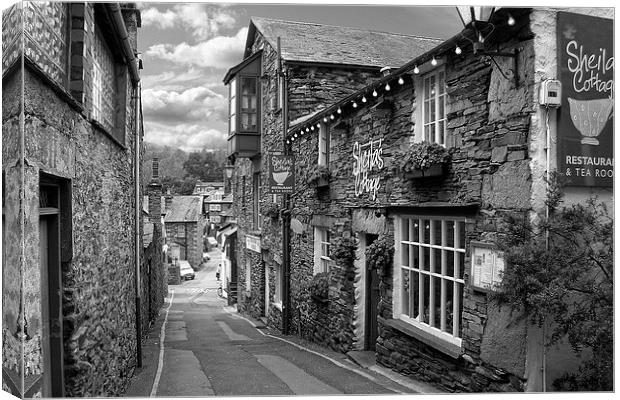 Slate Houses in the Lake District B&W Canvas Print by Tom Gomez