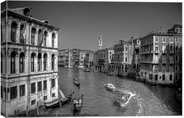 Light Traffic on the Grand Canal - B&W Canvas Print by Tom Gomez
