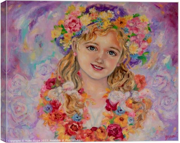 Yumi Sugai. Fairy girl with a bouquet of flowers. Canvas Print by Yumi Sugai