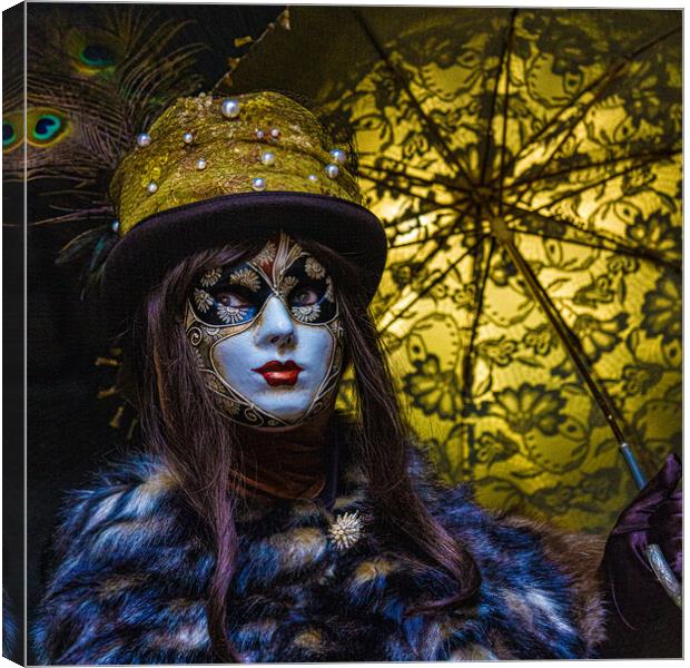 Masked Carnival Lady In Venice Canvas Print by Chris Lord
