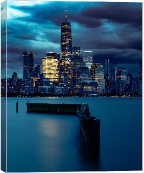 Blue Hour Clouds Over Lower Manhattan  Canvas Print by Chris Lord