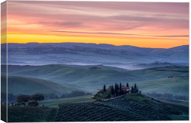 Day Break In The Val d'Orcia Canvas Print by Chris Lord