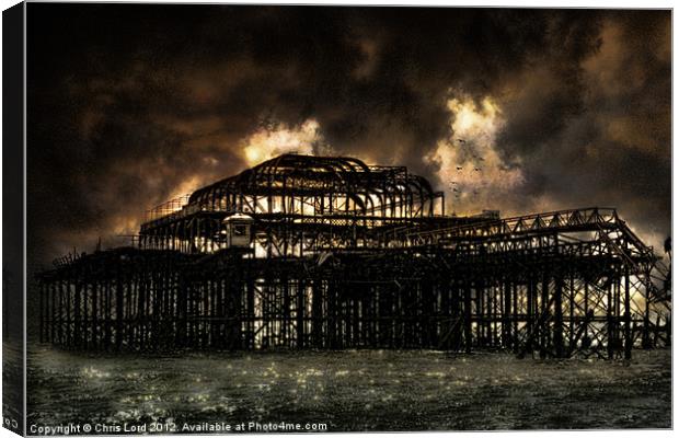West Pier Storm Front Canvas Print by Chris Lord