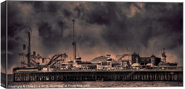 Another Blustery Day On The Pier Canvas Print by Chris Lord