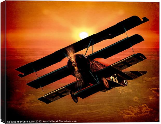 The Bloody Red Baron's Fokker at Sunset Canvas Print by Chris Lord
