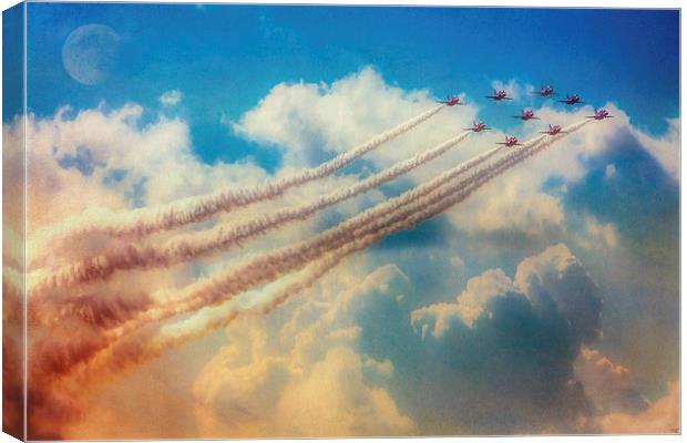 Red Arrows, Smokin The Skies Canvas Print by Chris Lord