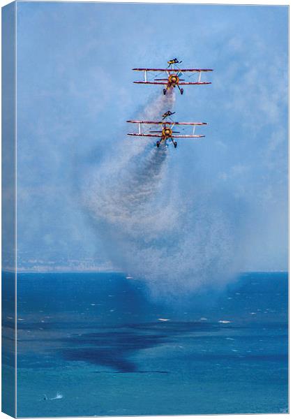 Stearman Biplanes At Eastbourne Canvas Print by Chris Lord
