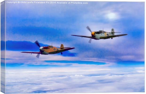 Messerschmitt Bf 109s Patrol The Clouds Canvas Print by Chris Lord