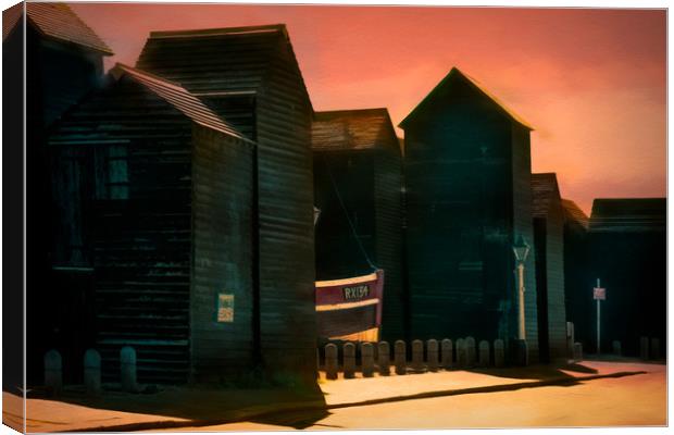 Fishermans Net Huts In Hastings Canvas Print by Chris Lord