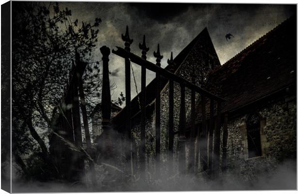 Spooky Misty Graveyard Canvas Print by Chris Lord