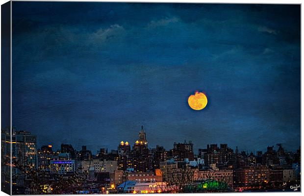 Manhattan Moonrise Canvas Print by Chris Lord