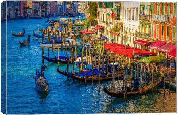 Gondolas On The Grand Canal Canvas Print by Chris Lord