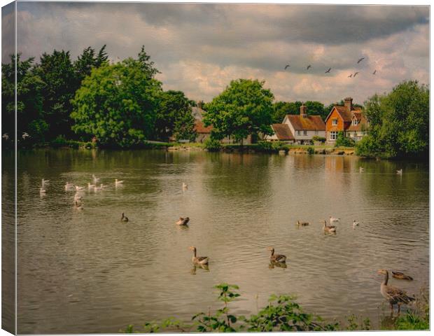 Falmer Village Duck Pond Canvas Print by Chris Lord
