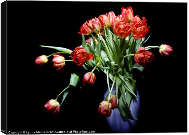 Tulips In a Vase Canvas Print by Lynne Morris (Lswpp)