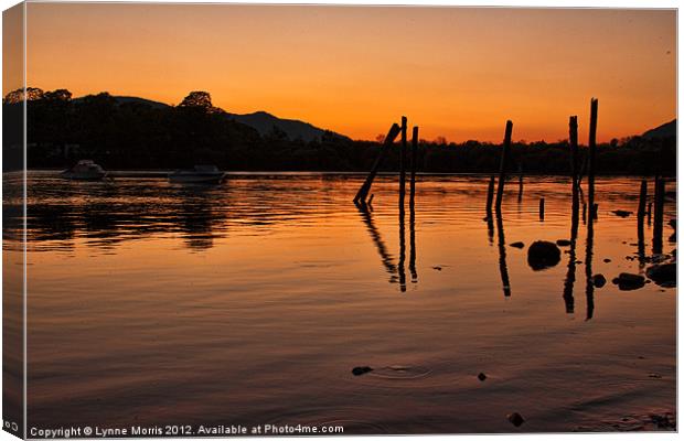 Sunset Over Derwent Water Canvas Print by Lynne Morris (Lswpp)